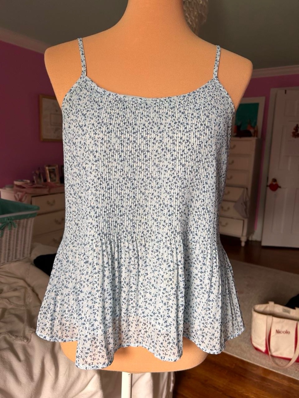 Abercrombie & Fitch Light Blue Floral Smocked Cami